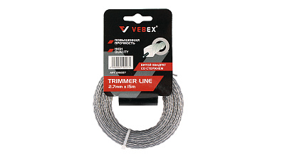 Леска для триммера VEBEX 2.7х15м витой квадрат со стержнем 210227
