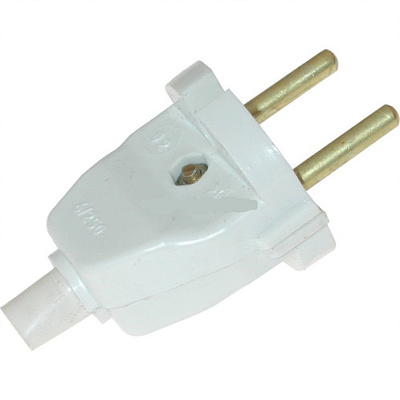 Вилка штепсельная В6-005 без з/к БЕЛАЯ С КЕМБРИКОМ