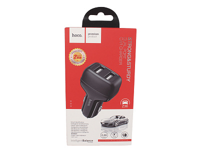 АЗУ USB выход Hoco Z36 Leader 2USB 2.4A black