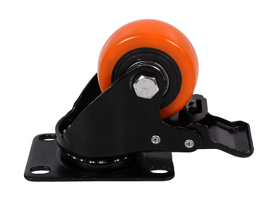 Колесо оранжевая резина 65мм с тормозом