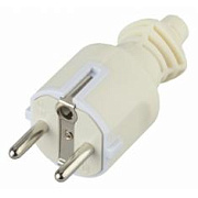 Вилка ЭРА c/з 16A прямой ввод белая