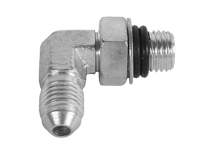 Угольник JIC 7/16 (Ш) UNF 7/16 (Ш) с контрогай №2