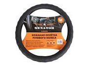 Оплетка на руль кожаная M d-38см черная SENATOR Alabama