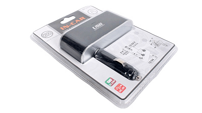 Разветвитель прикуривателя 3 гнезда +1 USB 12/24В