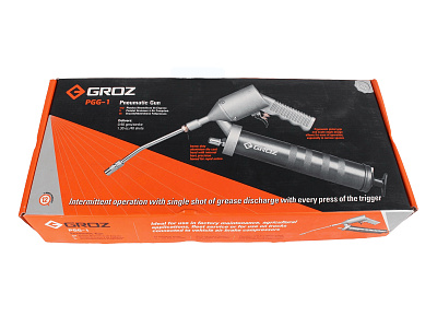 Шприц пневматический 500мл, трубка 150мм с удлиненной резьбой 1/8 под картридж 400г GROZ GR43300