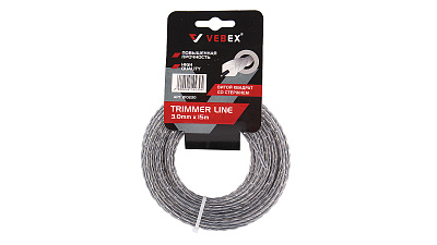Леска для триммера VEBEX 3.0x15м витой квадрат со стержнем 210230