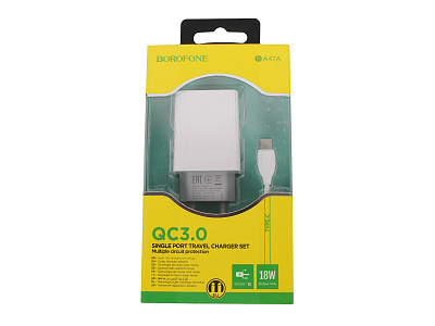 Зарядное устройство 220V BA47A Mighty с кабелем USB-Type-C 3A 18W белый