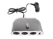 Разветвитель прикуривателя 3 гнезда + 1 USB 12/24B