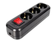 Колодка У3-ЕВК 3-м с з/к и выключат 250В 16А черная