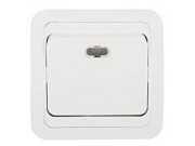 Выключатель одноклавишный c подсветкой белый MAKEL