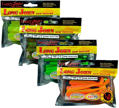 Виброхвост Lucky John Long John 79мм цвет S14 8 штук