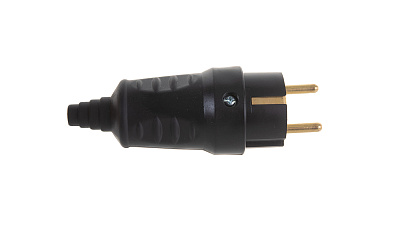 Вилка электрическая СИБИН ударопрочная с заземлением 16А/220В черная