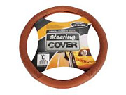 Оплетка на руль L 39-40см коричневая экокожа AL-037