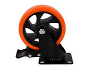 Колесо оранжевая резина 125мм с тормозом