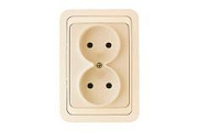Розетка MAKEL 2сп двойная  б/з кремовый