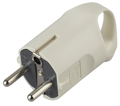 Вилка ЭРА c/з 16A с кольцом непрямой ввод белая V3