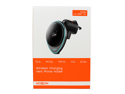 Держатель телефона поворотный, в дефлектор, с беспроводной зарядкой