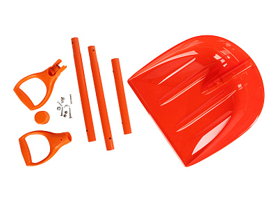 Лопата снеговая Компакт 141х45х11 ковш ПК №4 оранжевая с алюминиевым черенком