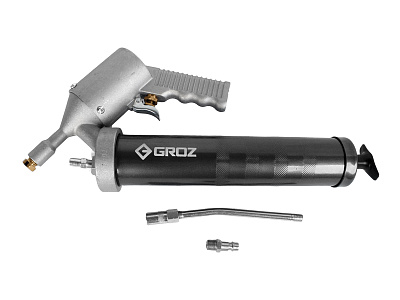 Шприц пневматический 500мл, трубка 150мм с удлиненной резьбой 1/8 под картридж 400г GROZ GR43300