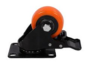 Колесо оранжевая резина 65мм с тормозом