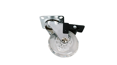 Колесо прозрачное PU 75мм тормоз SCPB 93 ПР