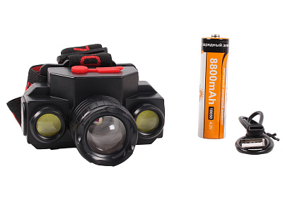 Фонарь налобный светодиодный АКБ USB 344-3 YYC-344-3