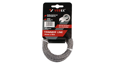 Леска для триммера VEBEX 1.6х15м витой квадрат со стержнем
