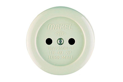 Розетка MAKEL накладная круглая  б/заз.керамика