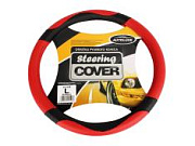 Оплетка на руль L 39-40см красная экокожа AL-038