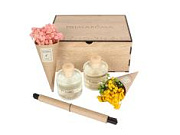 Ароматический диффузор Flore 2 в 1 (весеннний сад), апельсин, ананас, зелень, деревянный футляр Primaroma