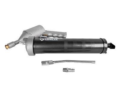 Шприц пневматический 500мл, трубка 150мм с удлиненной резьбой 1/8 под картридж 400г GROZ GR43300