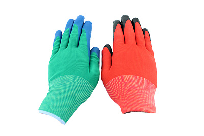 Перчатки нейлоновые с нитриловым покрытием 1пара в ассортименте