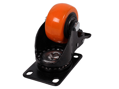 Колесо оранжевая резина 65мм с тормозом