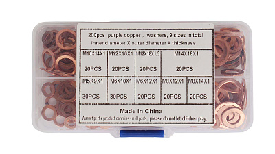 Набор шайб медных 200 предметов ANROKEY