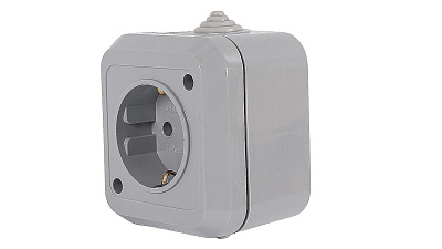 Розетка MAKEL накладная с з/к серая