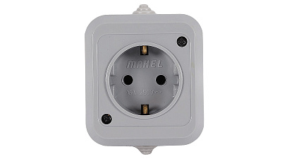 Розетка MAKEL накладная с з/к серая