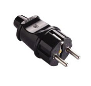 Вилка MAKEL евро 250В 16A черная с з/к.