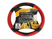 Оплетка на руль M 37-38см красная экокожа AL-038