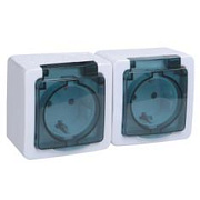 Розетка ГЕРМЕС двойная наружная с з/к с крышкой IP54