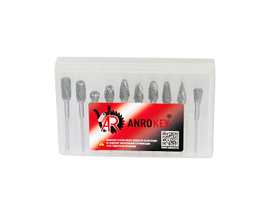 Набор борфрез для гравера по металлу 3х6мм 10 предметов AR-NB-3-10 ANROKEY
