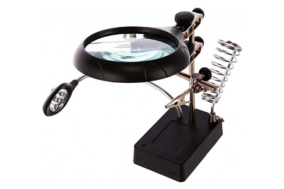 Лупа REXANTс держателем третья рука х2.5 подстветка