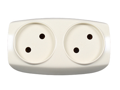 Тройник ЭРА SP-2-I 2гн без заземления цвет слоновой кости