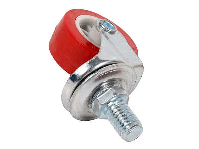 Колесо красное для мебели 38мм с болтом