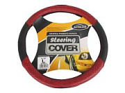 Оплетка на руль L 39-40см красная перфорация AL-037