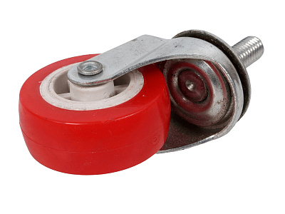 Колесо красное для мебели 50мм с болтом