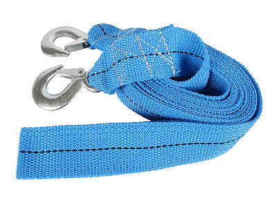 Трос буксировочный 5т 2 крюка ленточный